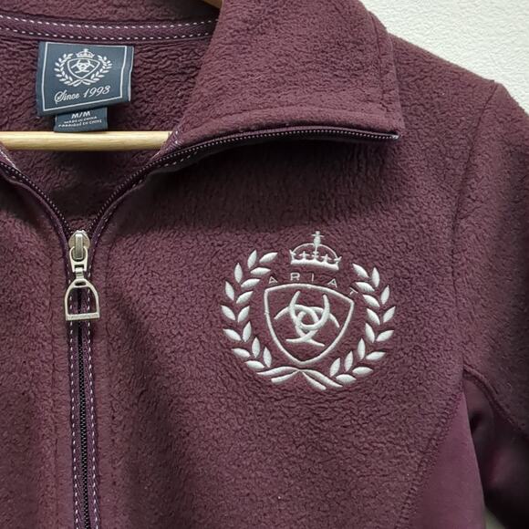 Ariat maroon zippered equestrian fleece jacket size medium - Picture 4 of 7